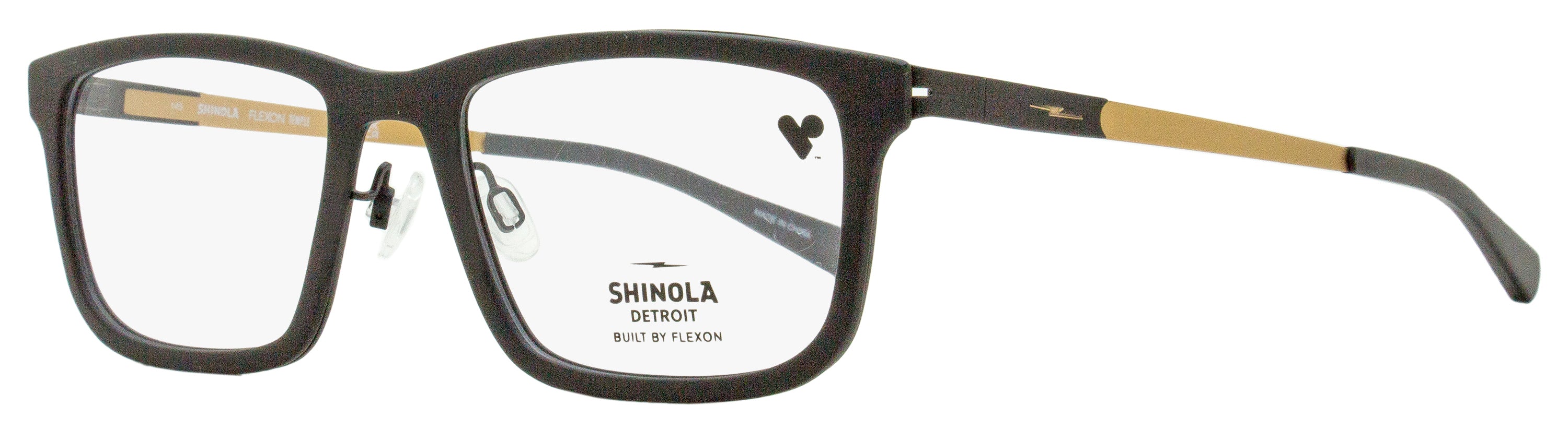 Shinola Flexon Temple Eyeglasses SH37000 001 Matte Black/Gold 55mm Matte Black Gold
