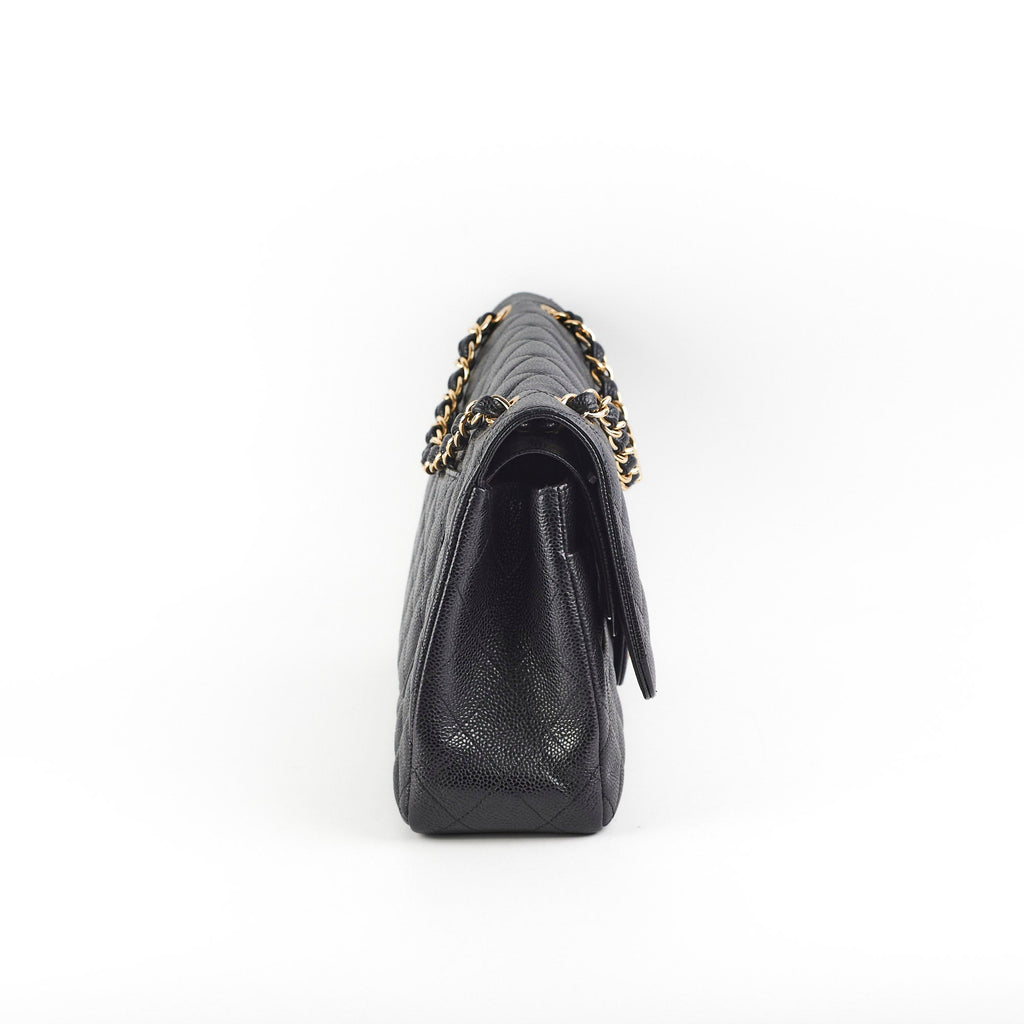 Chanel Caviar Double Classic Flap Jumbo Black