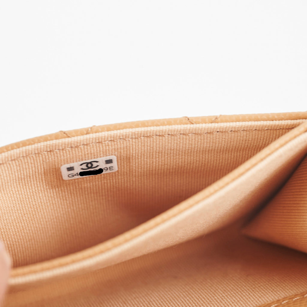 Chanel Card Wallet Caviar Beige Seasonal