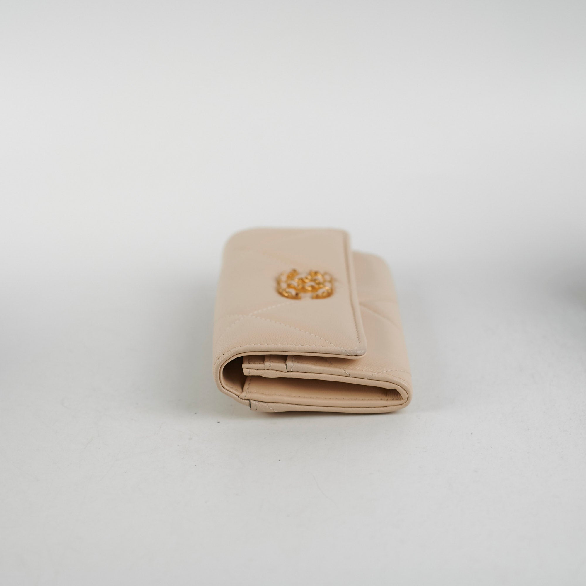 Chanel 19 Long Wallet Lambskin Beige