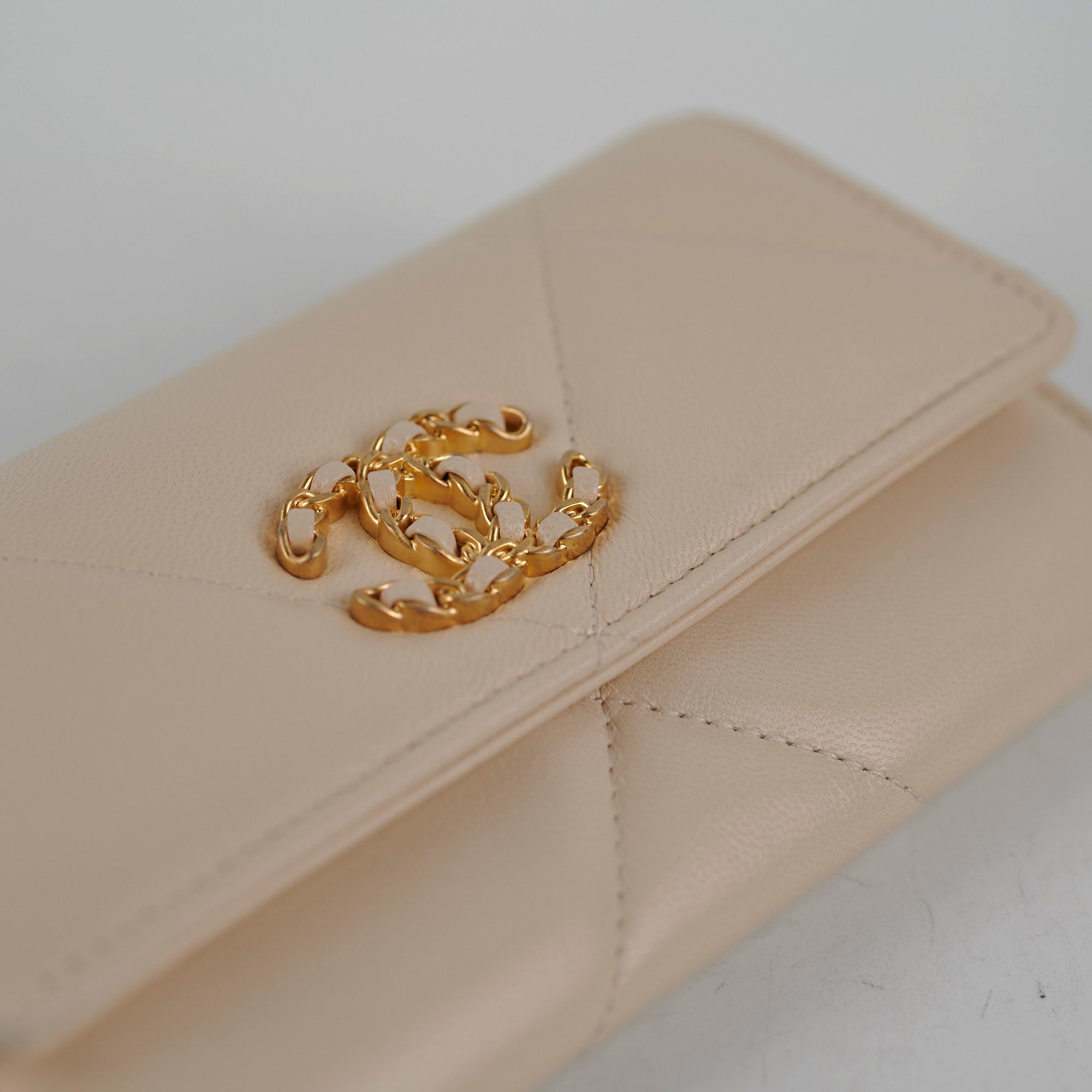Chanel 19 Long Wallet Lambskin Beige