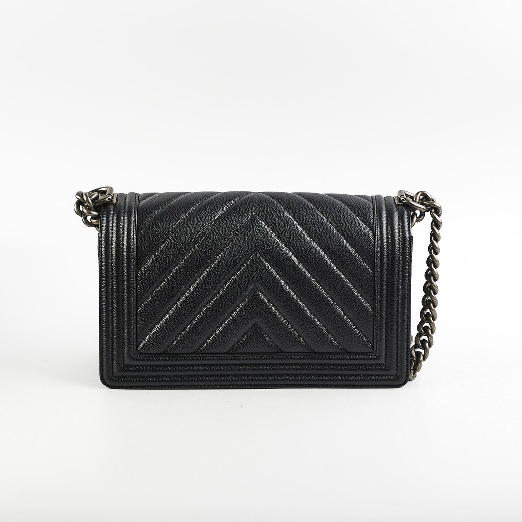 Chanel Caviar Old Medium Boy Black