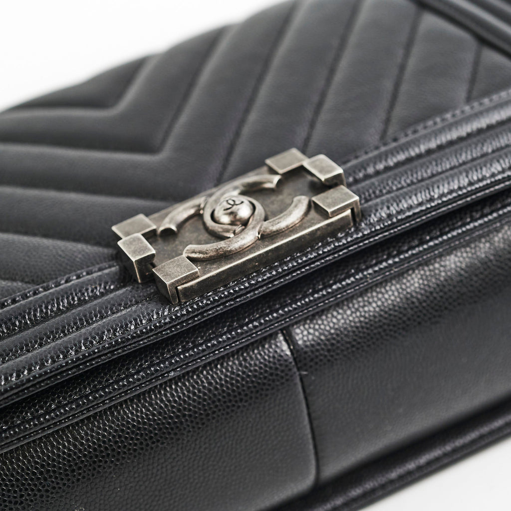Chanel Caviar Old Medium Boy Black