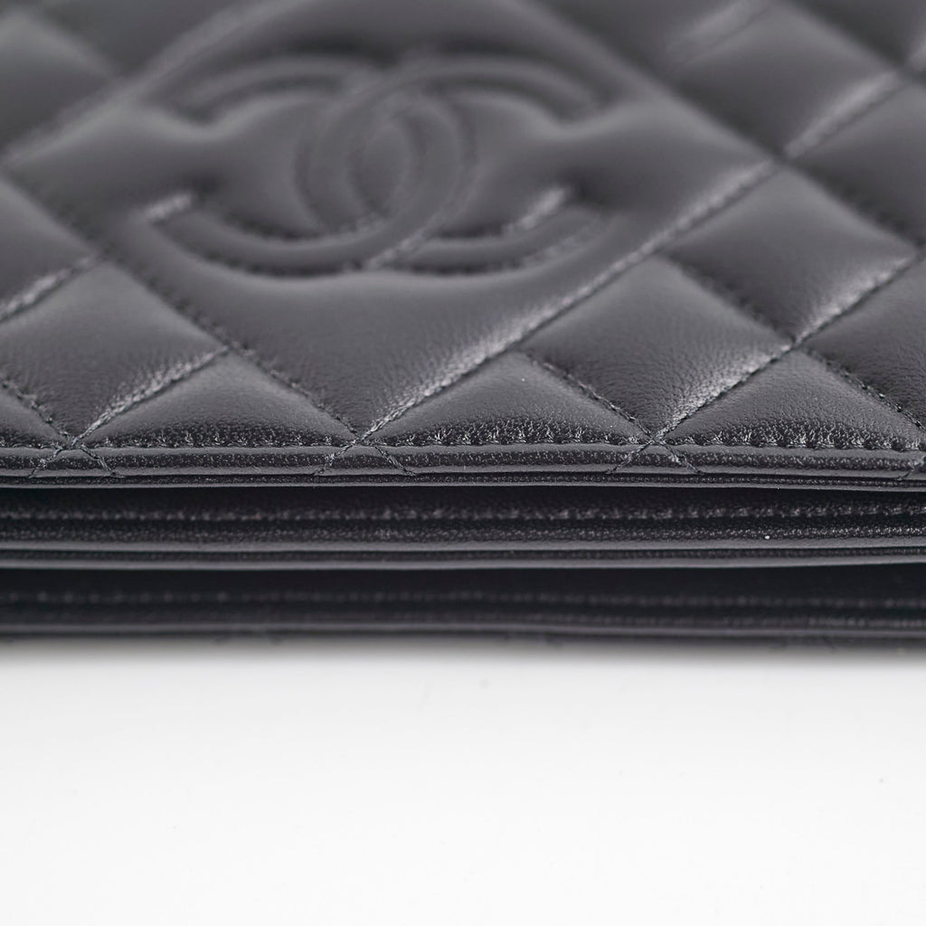 Chanel Flap Wallet On Chain Lambskin Black Crossbody Bag
