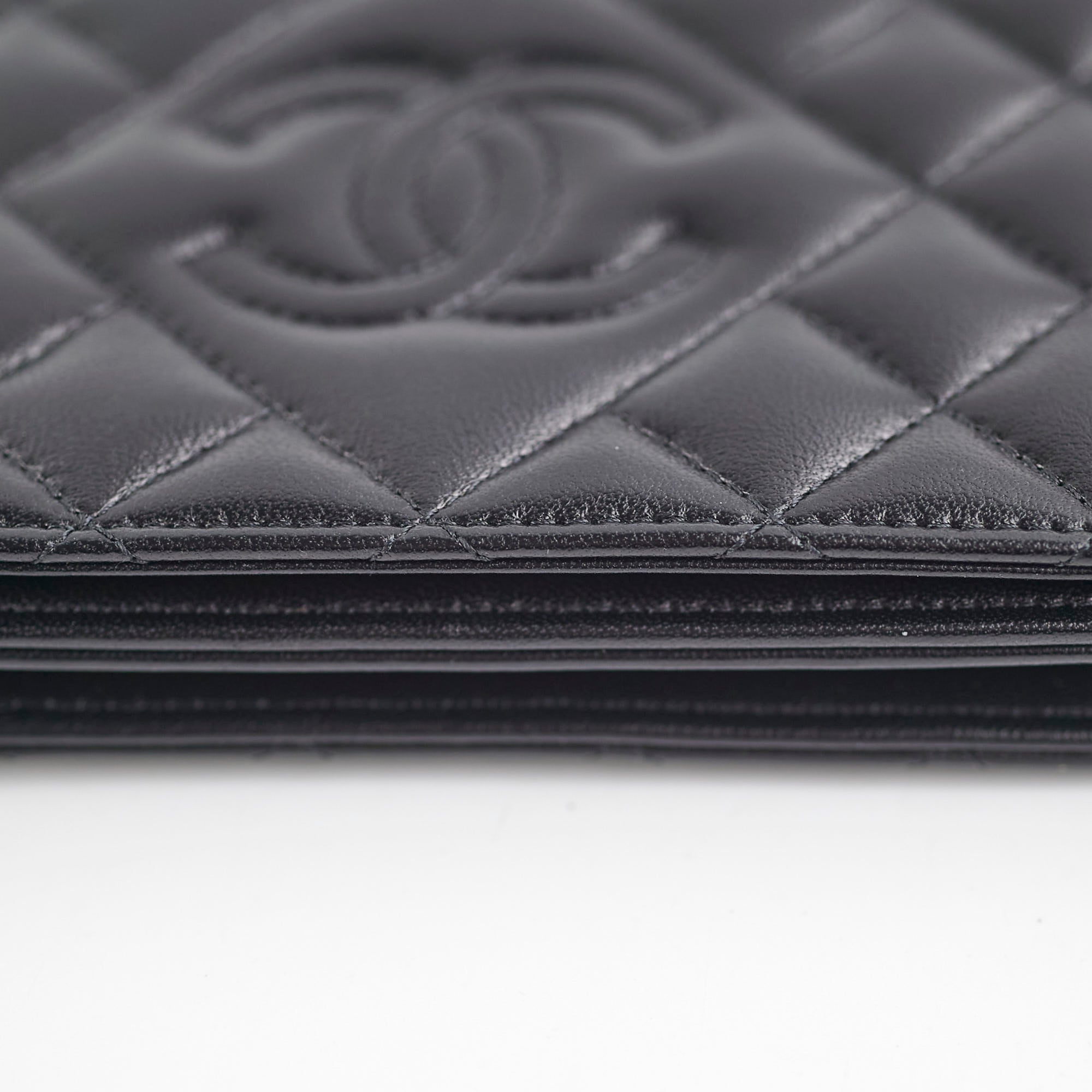 Chanel Flap Wallet On Chain Lambskin Black Crossbody Bag