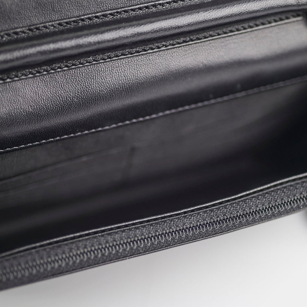 Chanel Flap Wallet On Chain Lambskin Black Crossbody Bag