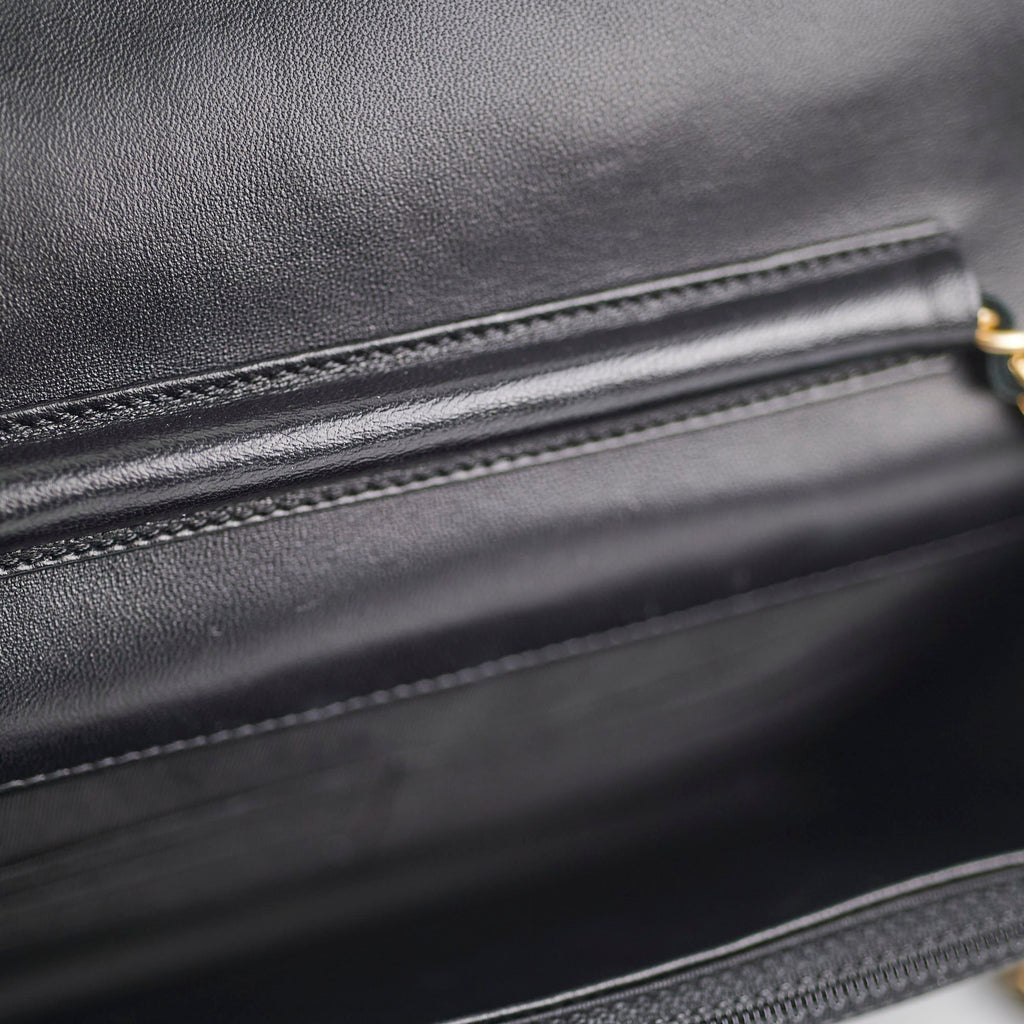 Chanel Flap Wallet On Chain Lambskin Black Crossbody Bag