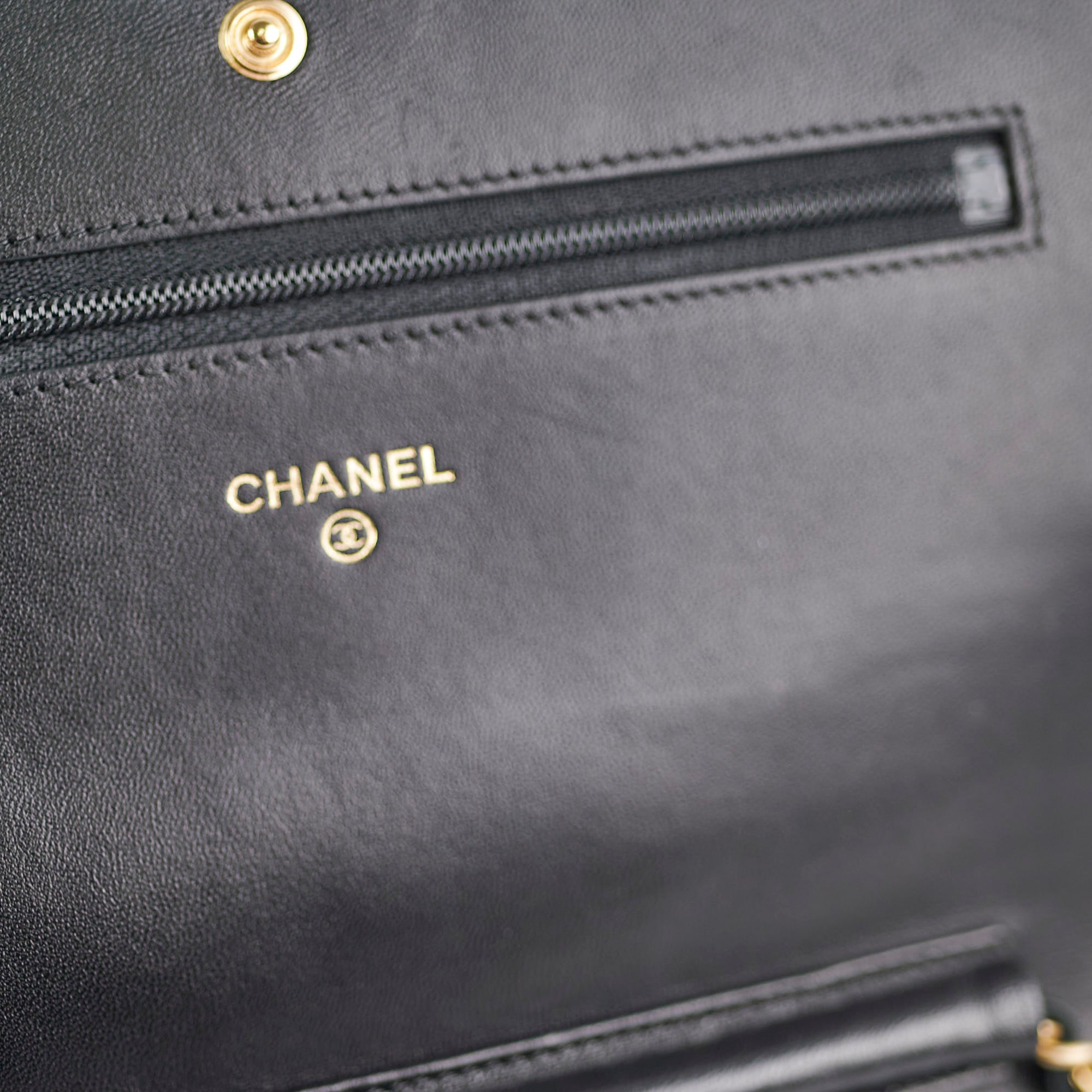 Chanel Flap Wallet On Chain Lambskin Black Crossbody Bag