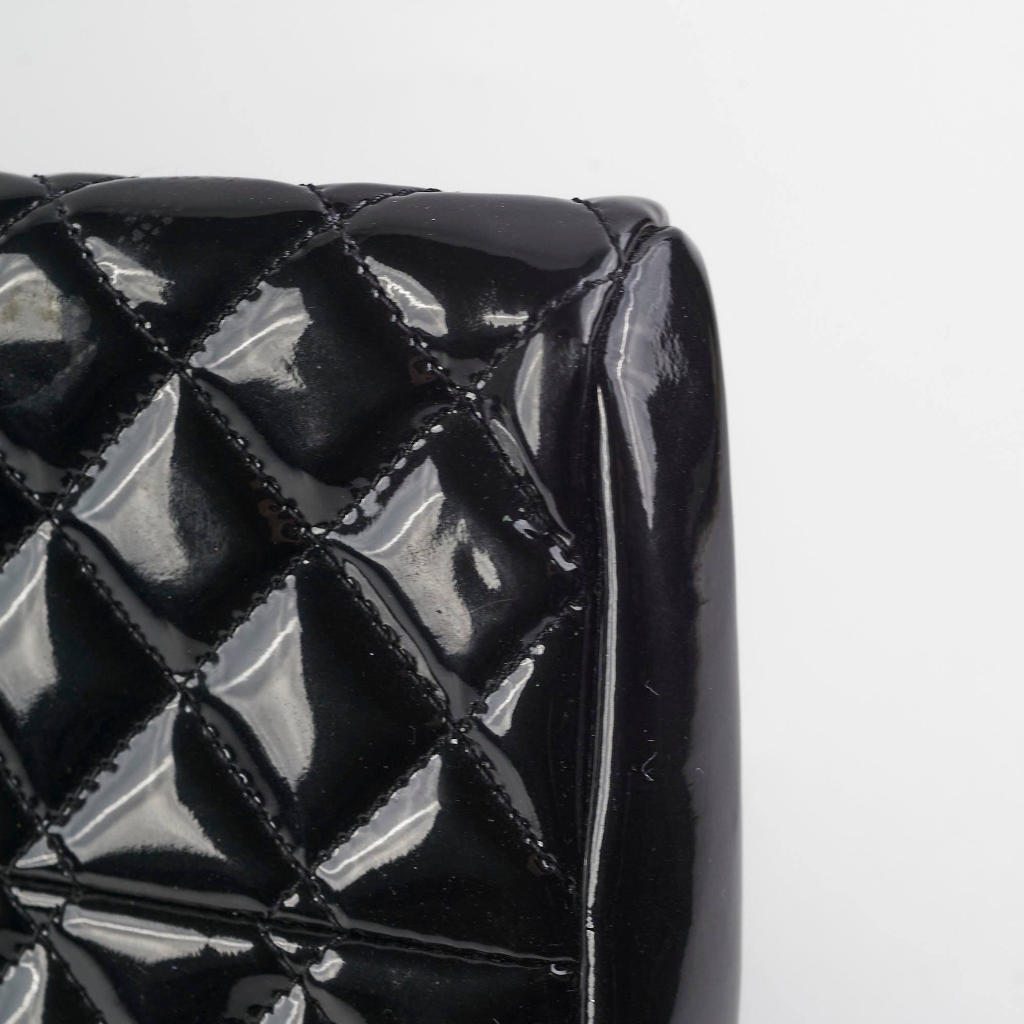 Chanel Just Mademoiselle Patent Bowling Black Bag