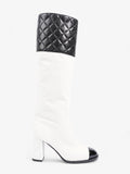 Chanel Knee High Boots White / Black Velvet EU 38 UK 5