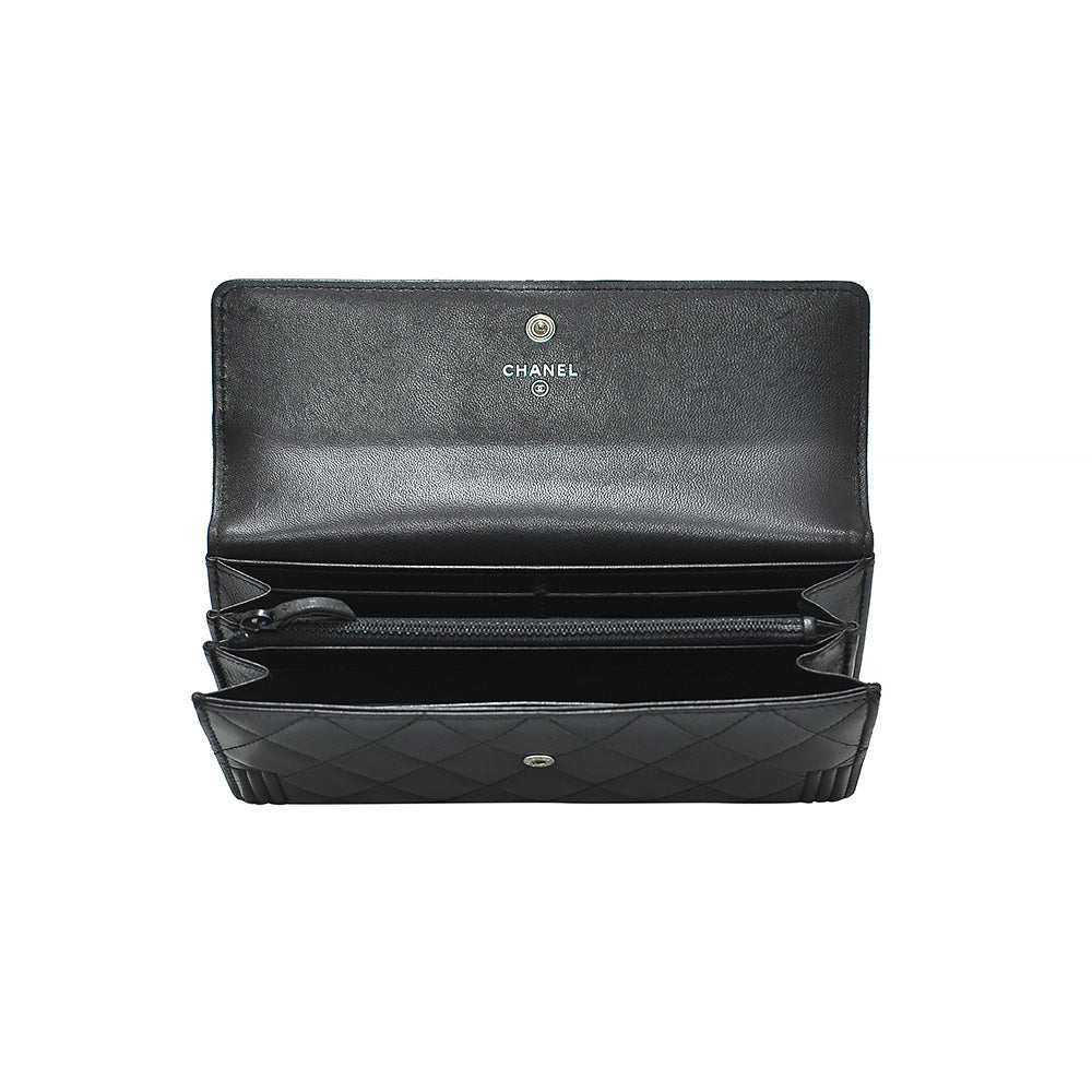 Black Nappa Boy Chanel Flap Wallet (Rented Out)