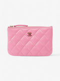 Chanel Zipped Pouch Pink Lambskin Leather