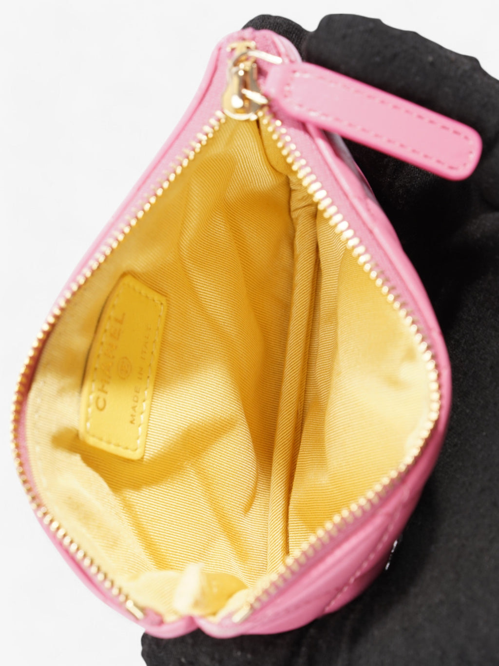Chanel Zipped Pouch Pink Lambskin Leather