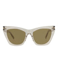 Saint Laurent Womens Cat Eye Beige Beige Brown Fashion Designer Eyewear