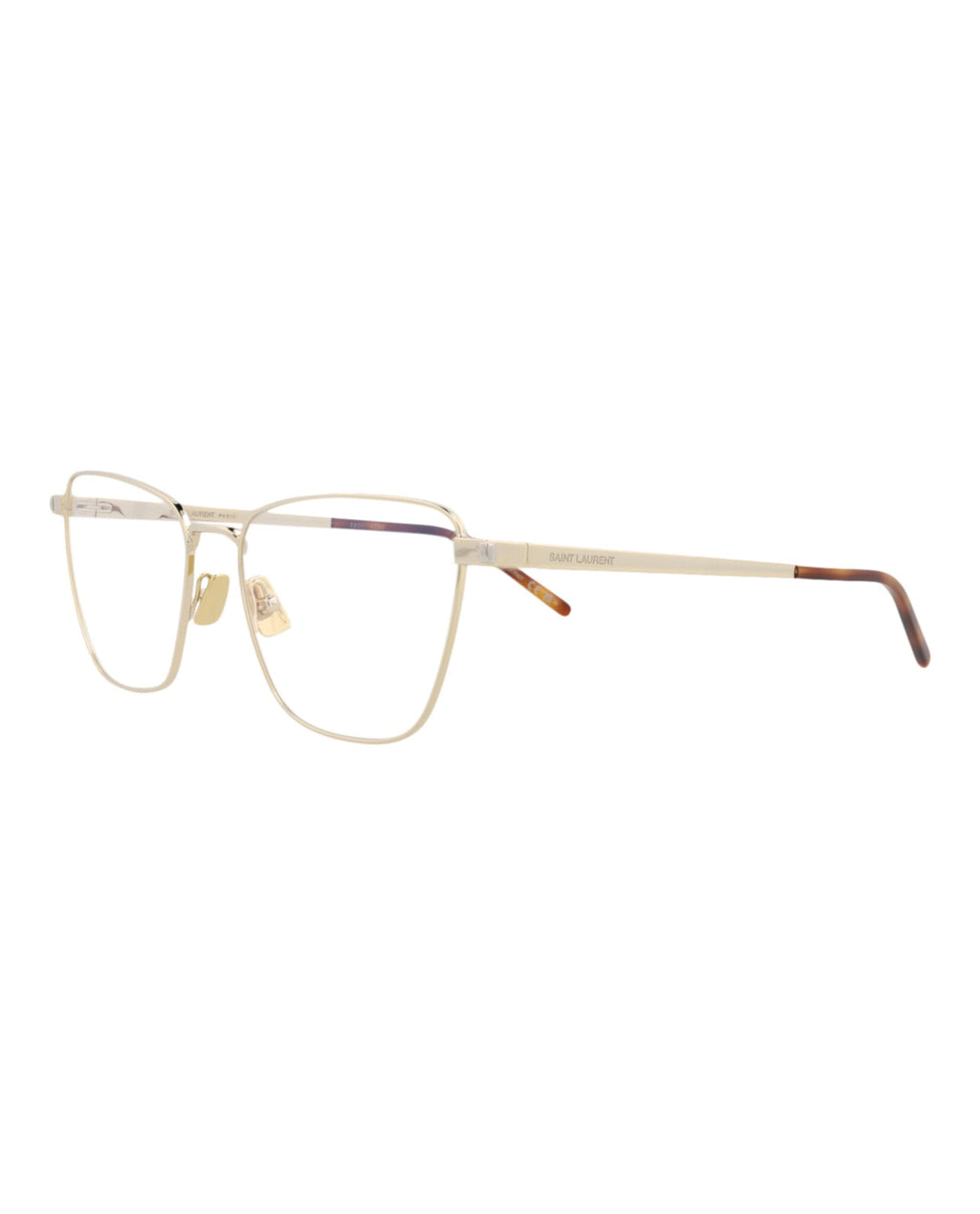 Saint Laurent Womens Cat Eye Gold Gold Transparent Fashion Designer Eyewear
