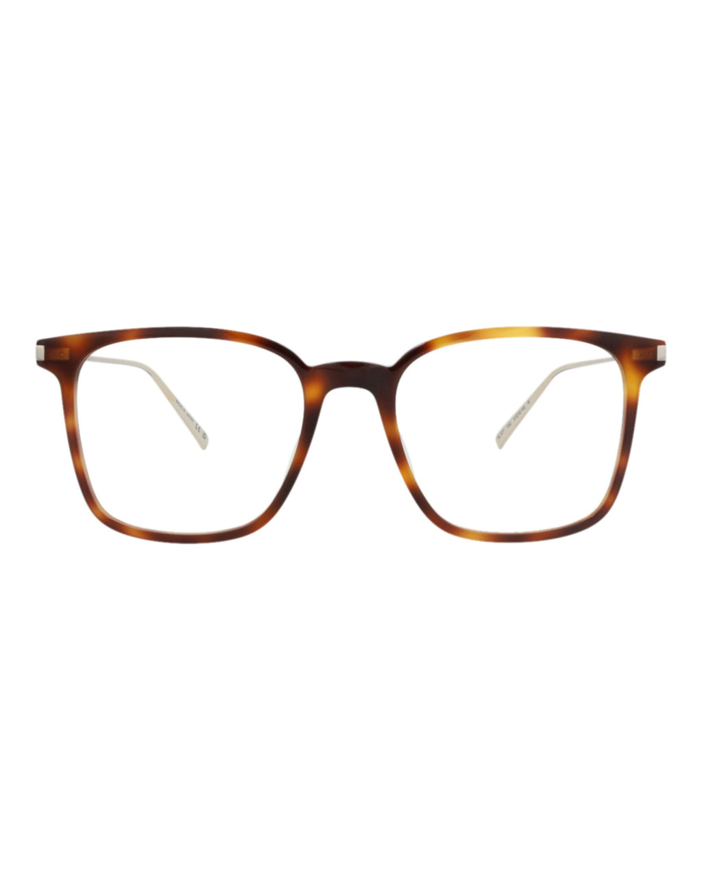 Saint Laurent Womens Square/Rectangle Havana Gold Transparent Fashion Designer Eyewear