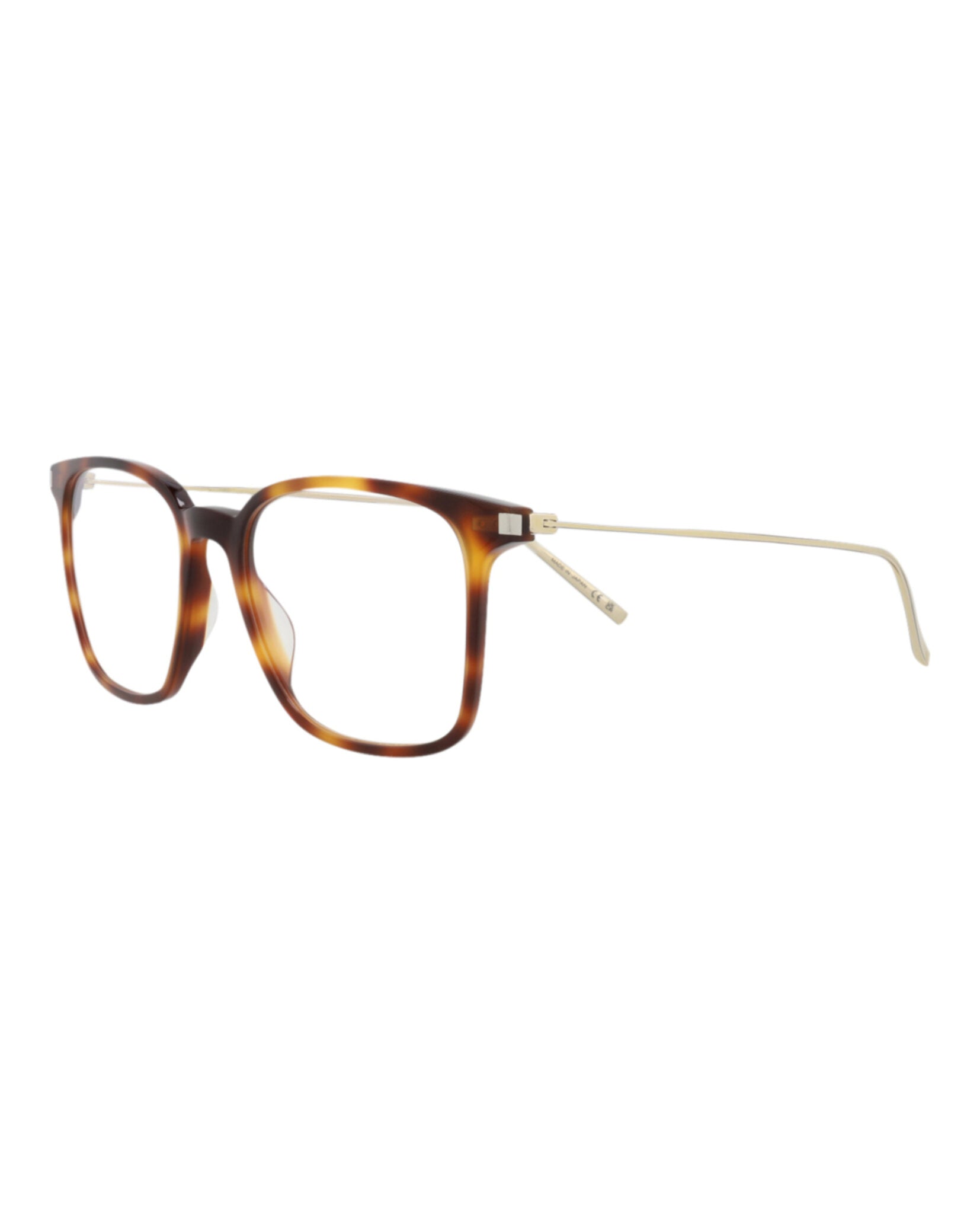 Saint Laurent Womens Square/Rectangle Havana Gold Transparent Fashion Designer Eyewear
