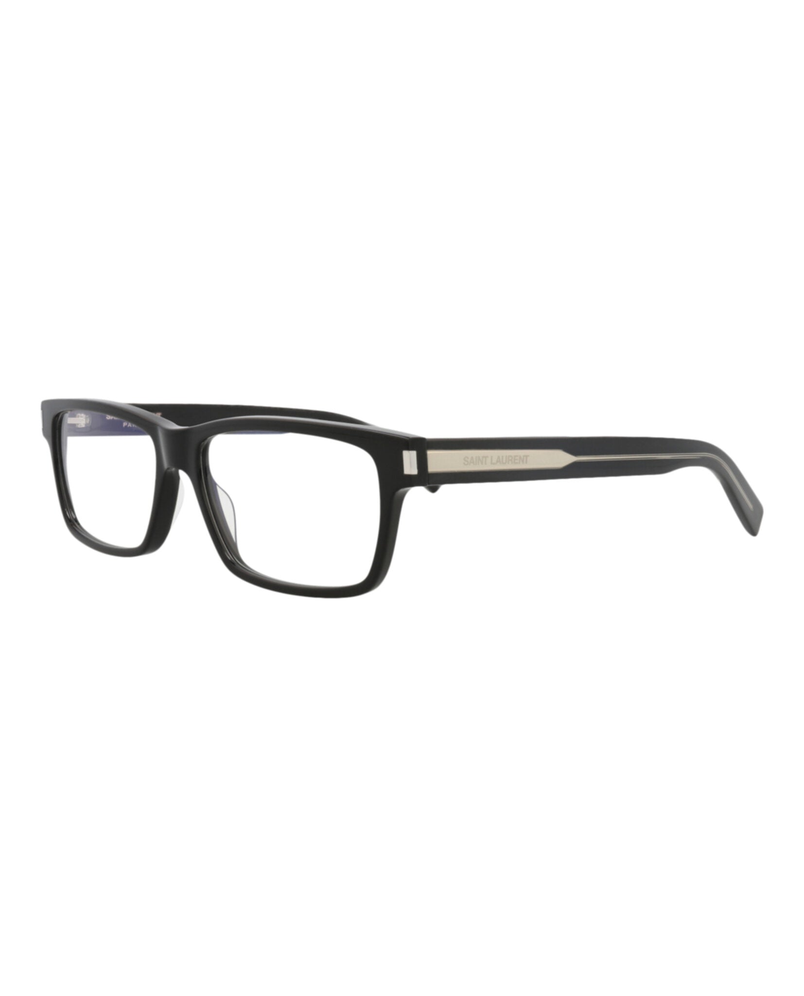 Saint Laurent Mens Square/Rectangle Black Crystal Transparent Fashion Designer Eyewear