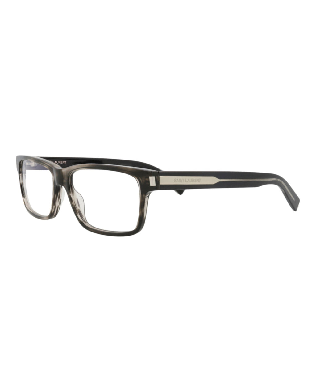 Saint Laurent Mens Square/Rectangle Havana Crystal Transparent Fashion Designer Eyewear