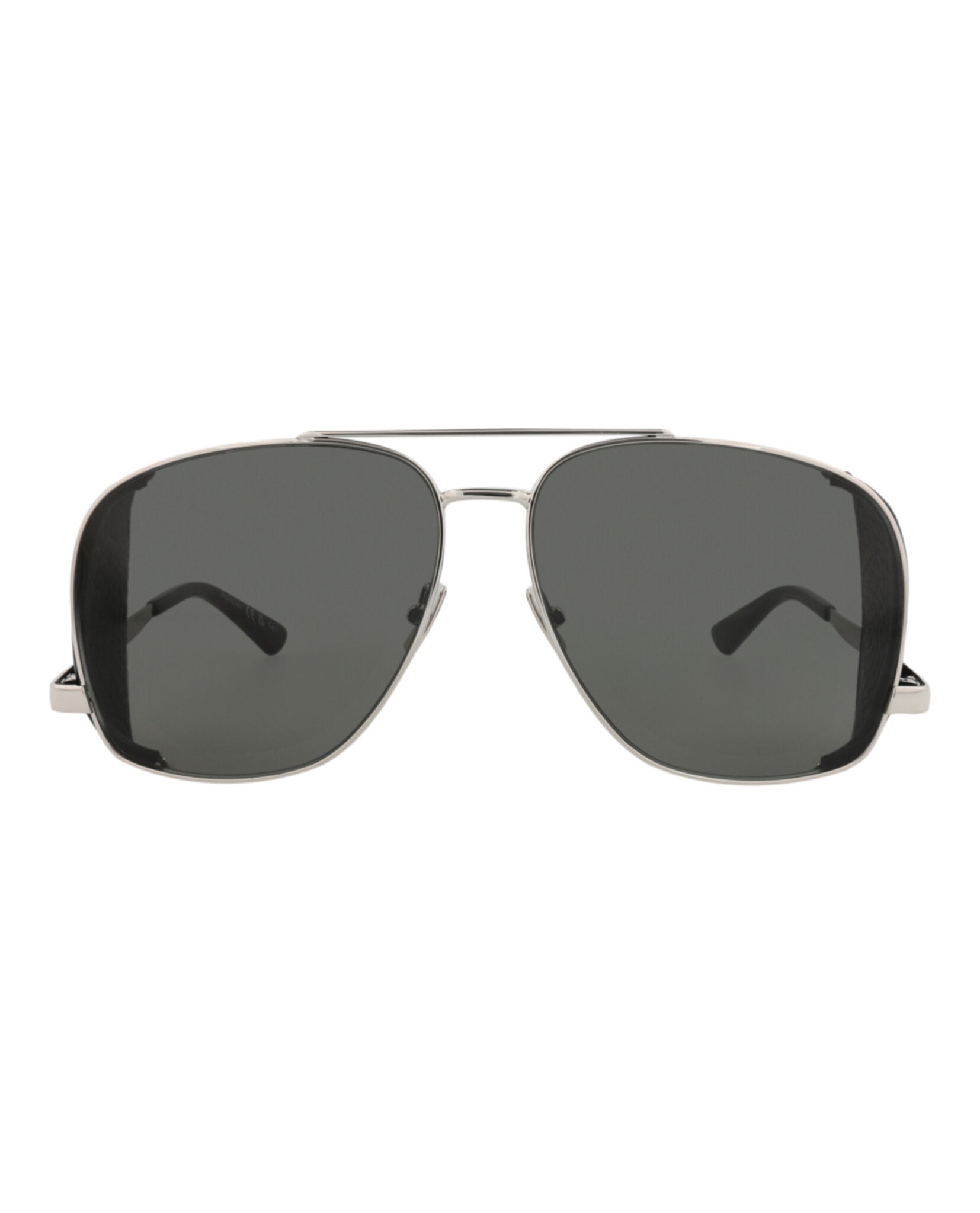 Saint Laurent Mens Aviator Silver Silver Grey Fashion Designer Eyewear