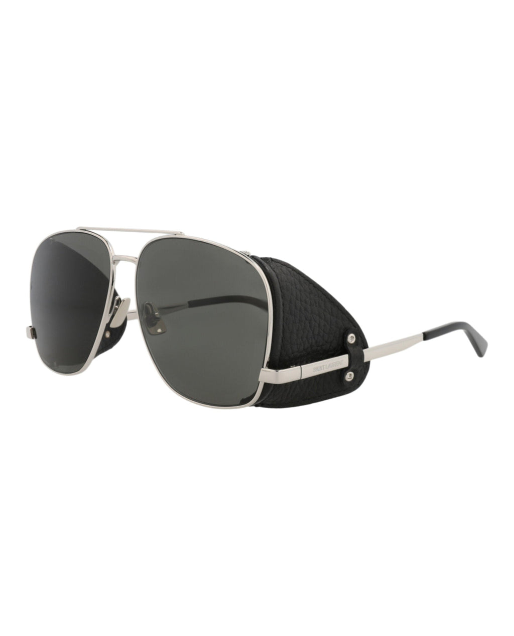 Saint Laurent Mens Aviator Silver Silver Grey Fashion Designer Eyewear