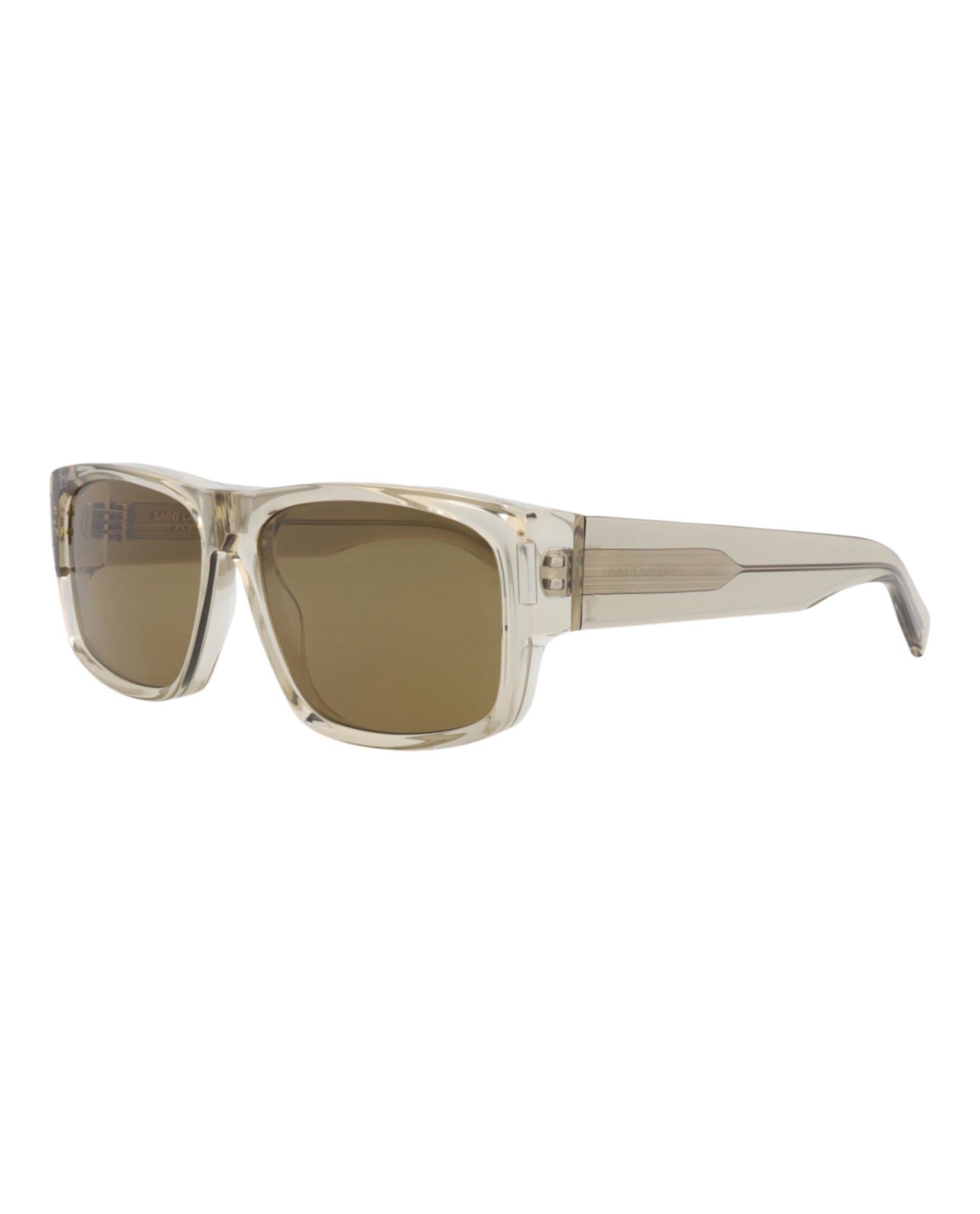 Saint Laurent Mens Square/Rectangle Beige Beige Brown Fashion Designer Eyewear
