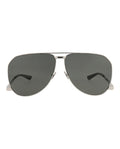Saint Laurent Mens Aviator Silver Silver Grey Fashion Designer Eyewear