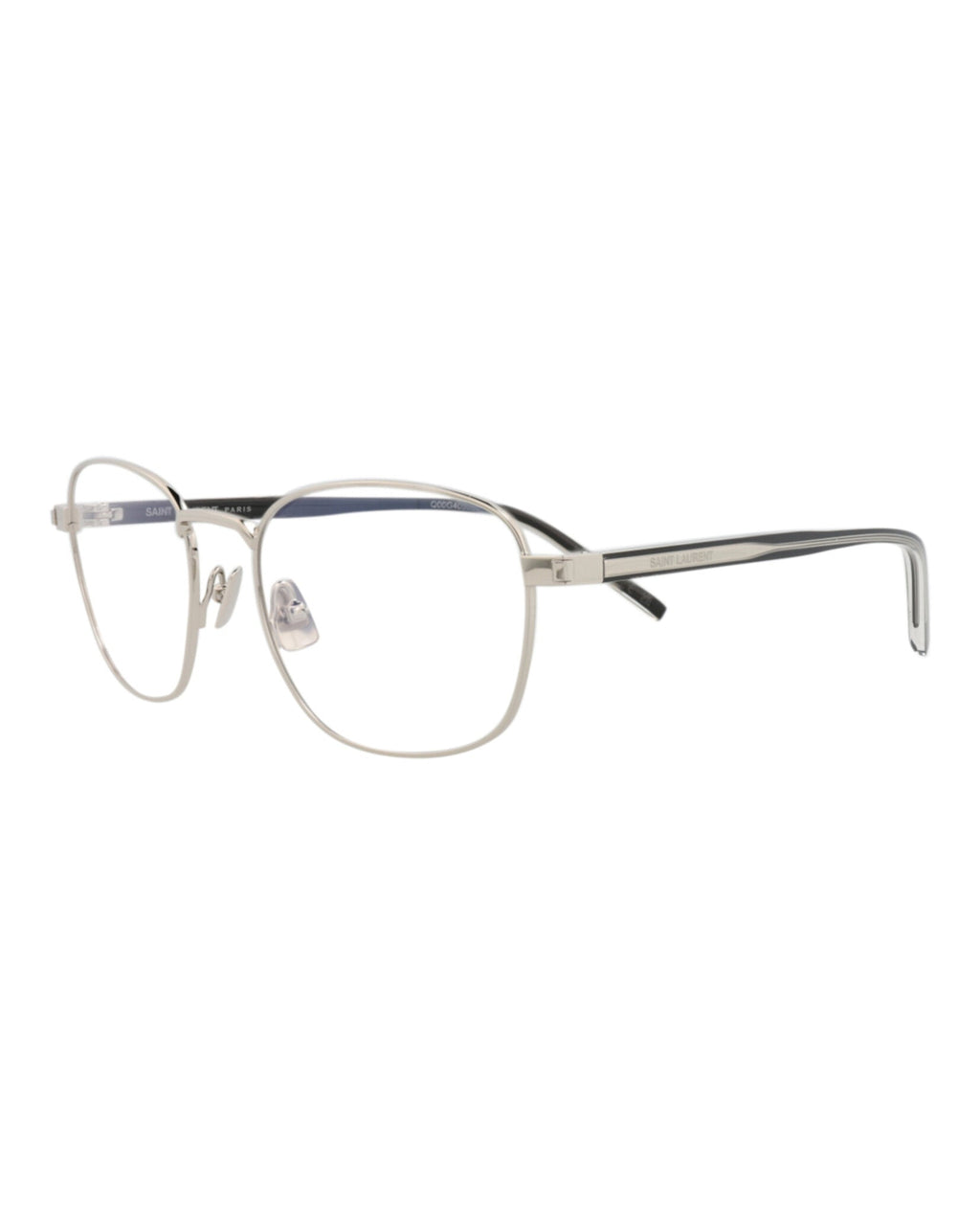 Saint Laurent Unisex Square/Rectangle Silver Crystal Transparent Fashion Designer Eyewear
