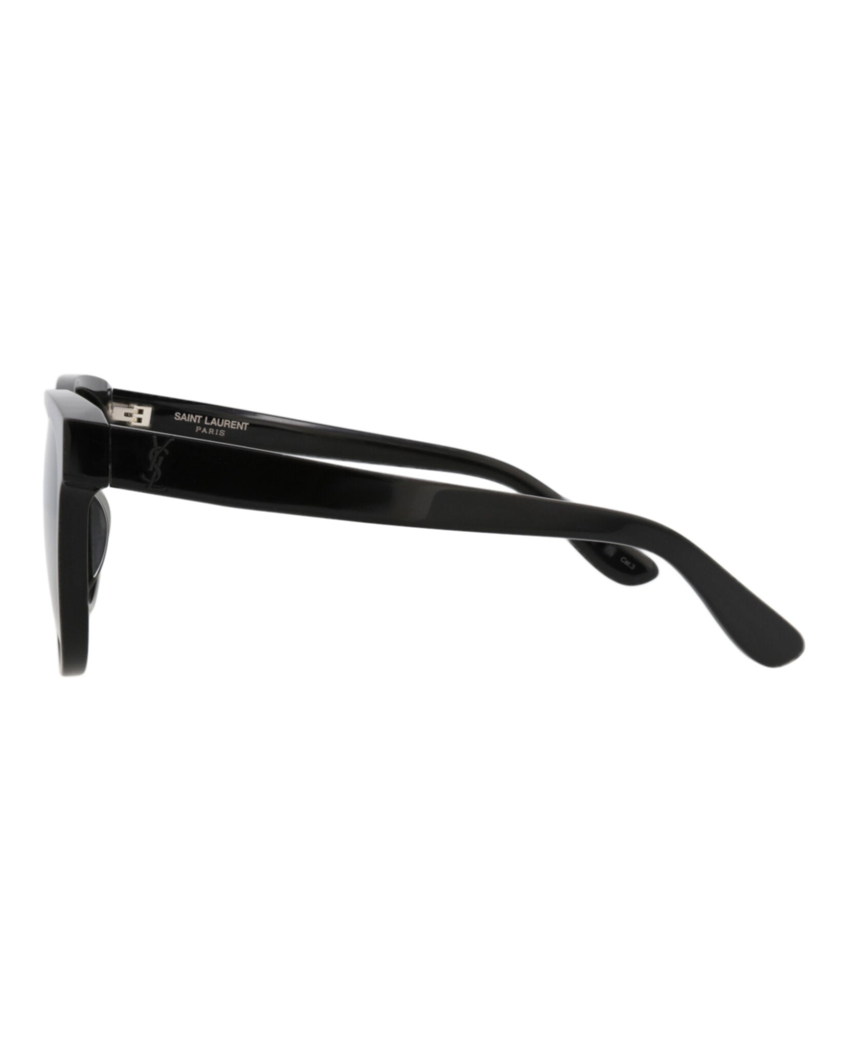 Saint Laurent Unisex Round/Oval Black Black Grey Fashion Designer Eyewear