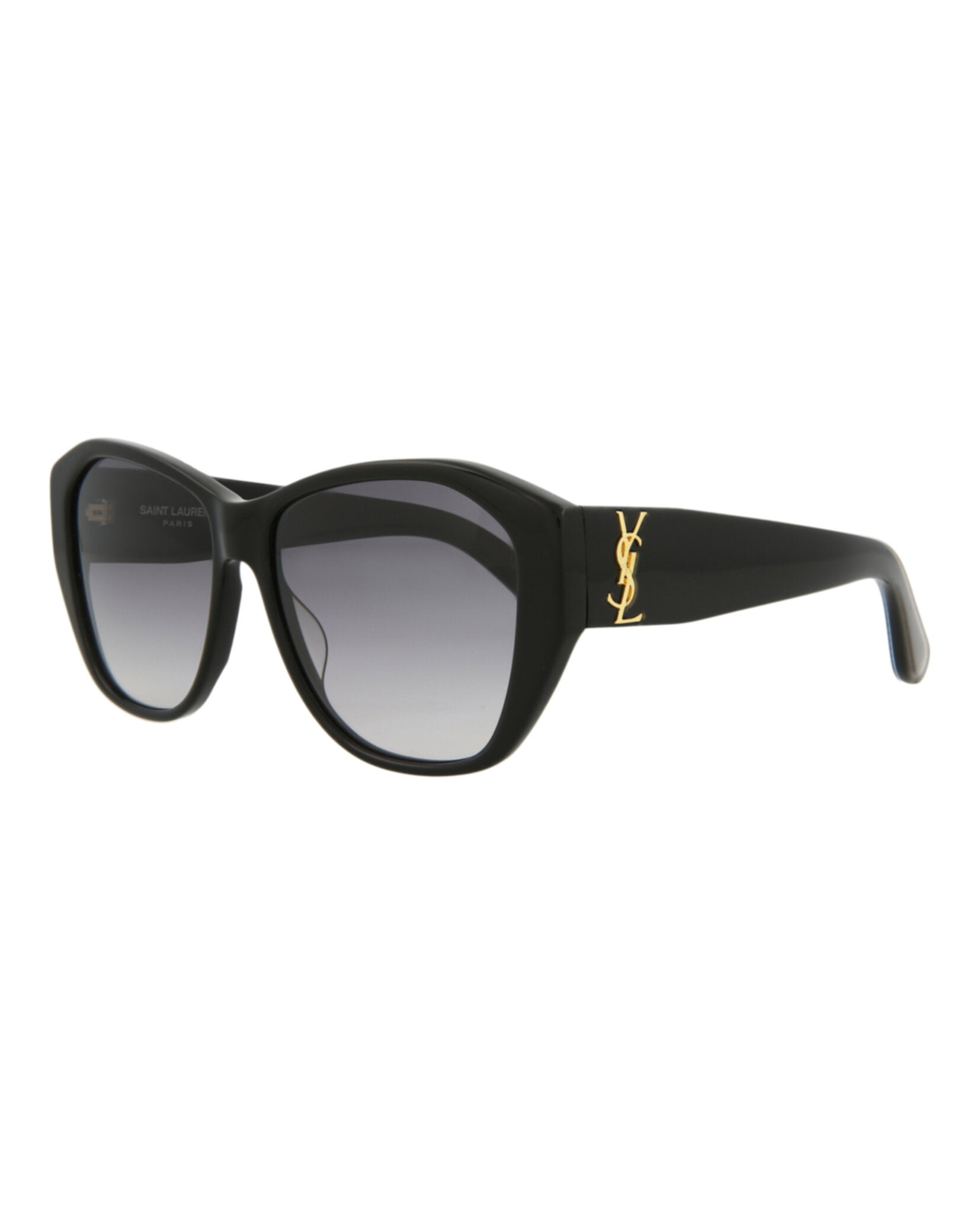 Saint Laurent Womens Round/Oval Black Black Grey Fashion Designer Eyewear