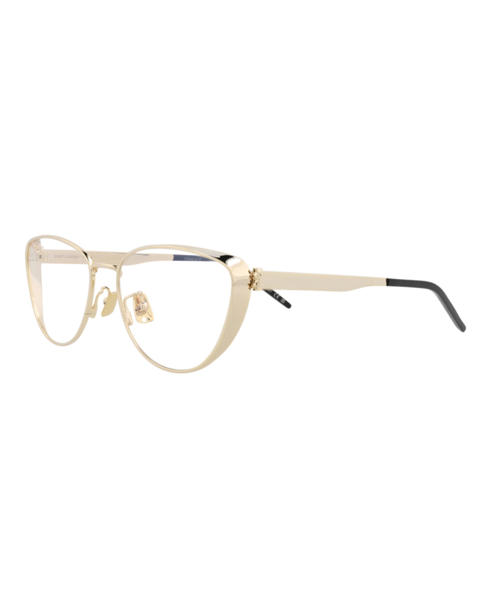 Saint Laurent Womens Cat Eye Gold Gold Transparent Fashion Designer Eyewear