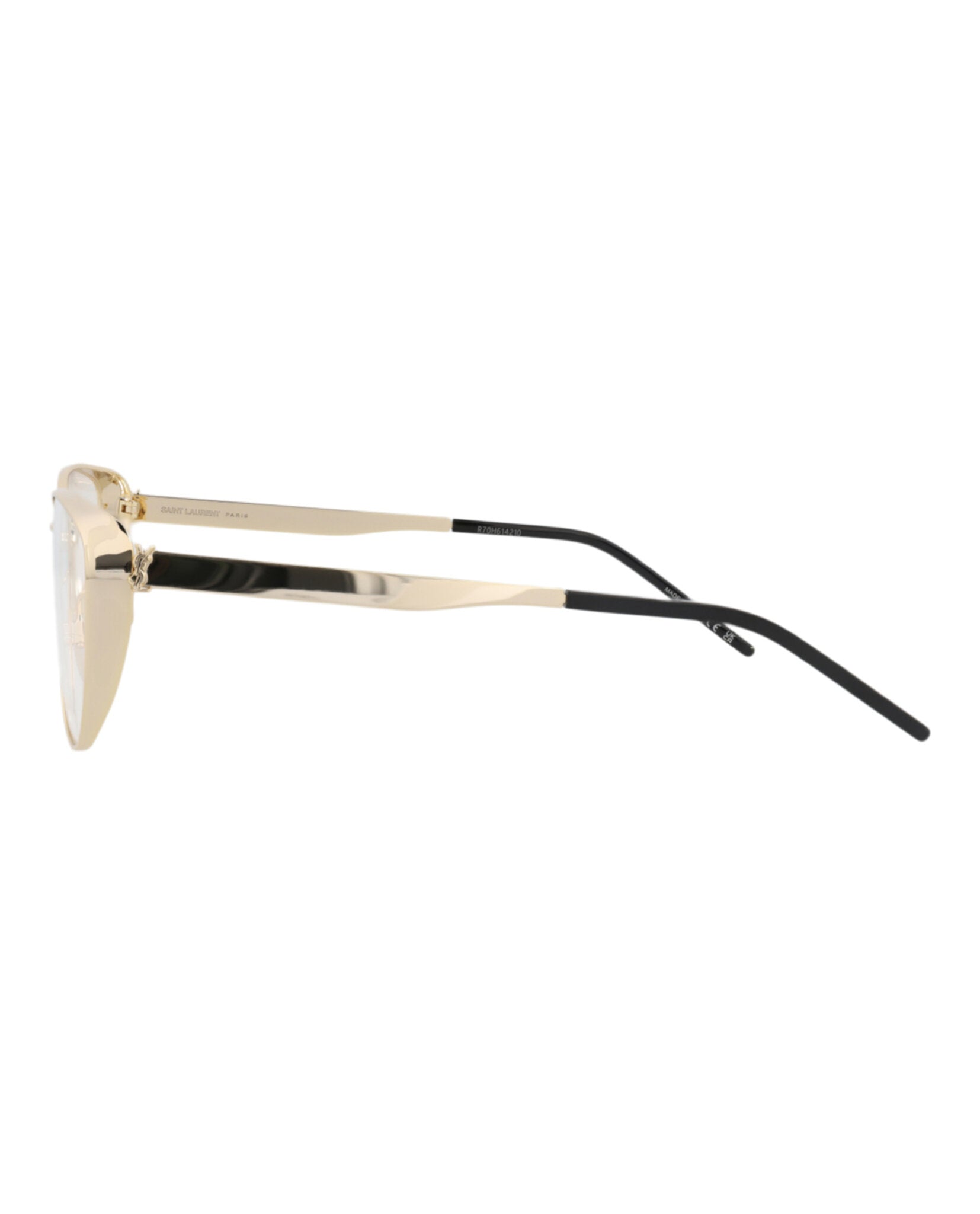 Saint Laurent Womens Cat Eye Gold Gold Transparent Fashion Designer Eyewear