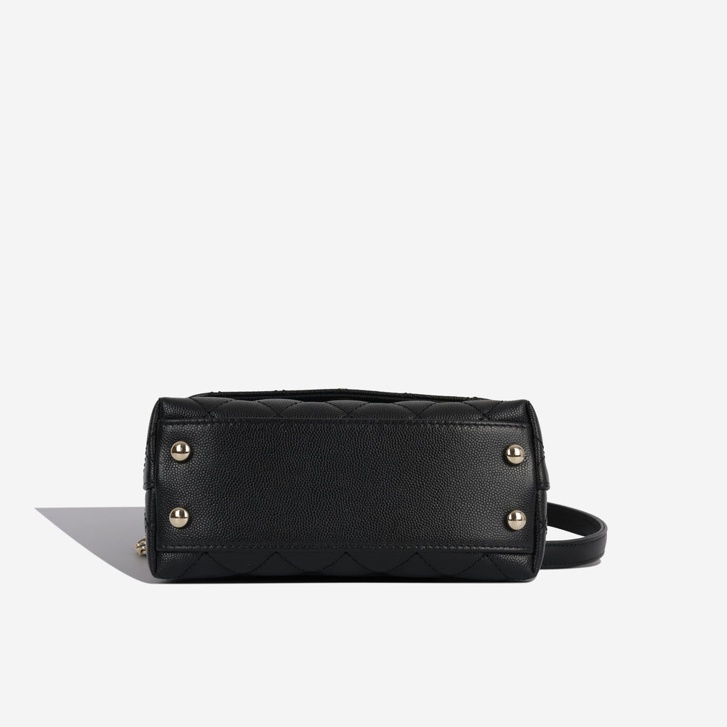 Chanel Mini Coco Handle - Black Caviar - Lizard Handle