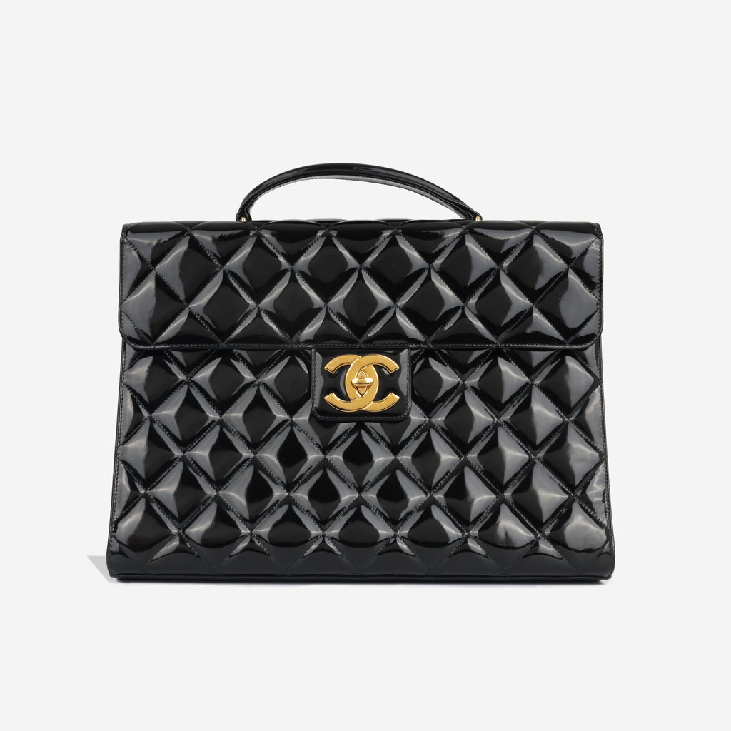 Chanel Vintage Portfolio Briefcase - Black Patent