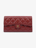 Chanel Trifold Wallet Dark Red / Gold Caviar Leather