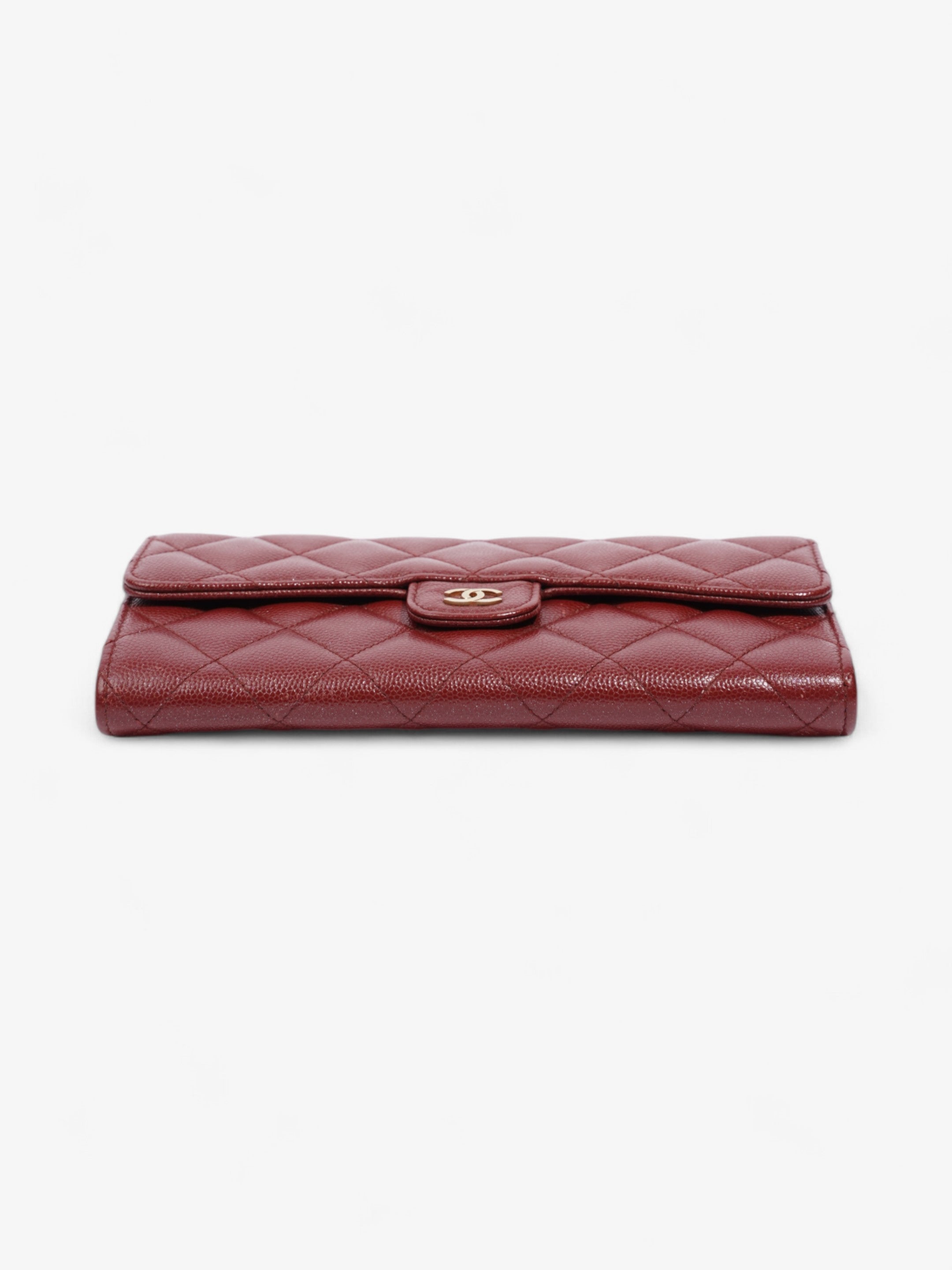 Chanel Trifold Wallet Dark Red / Gold Caviar Leather