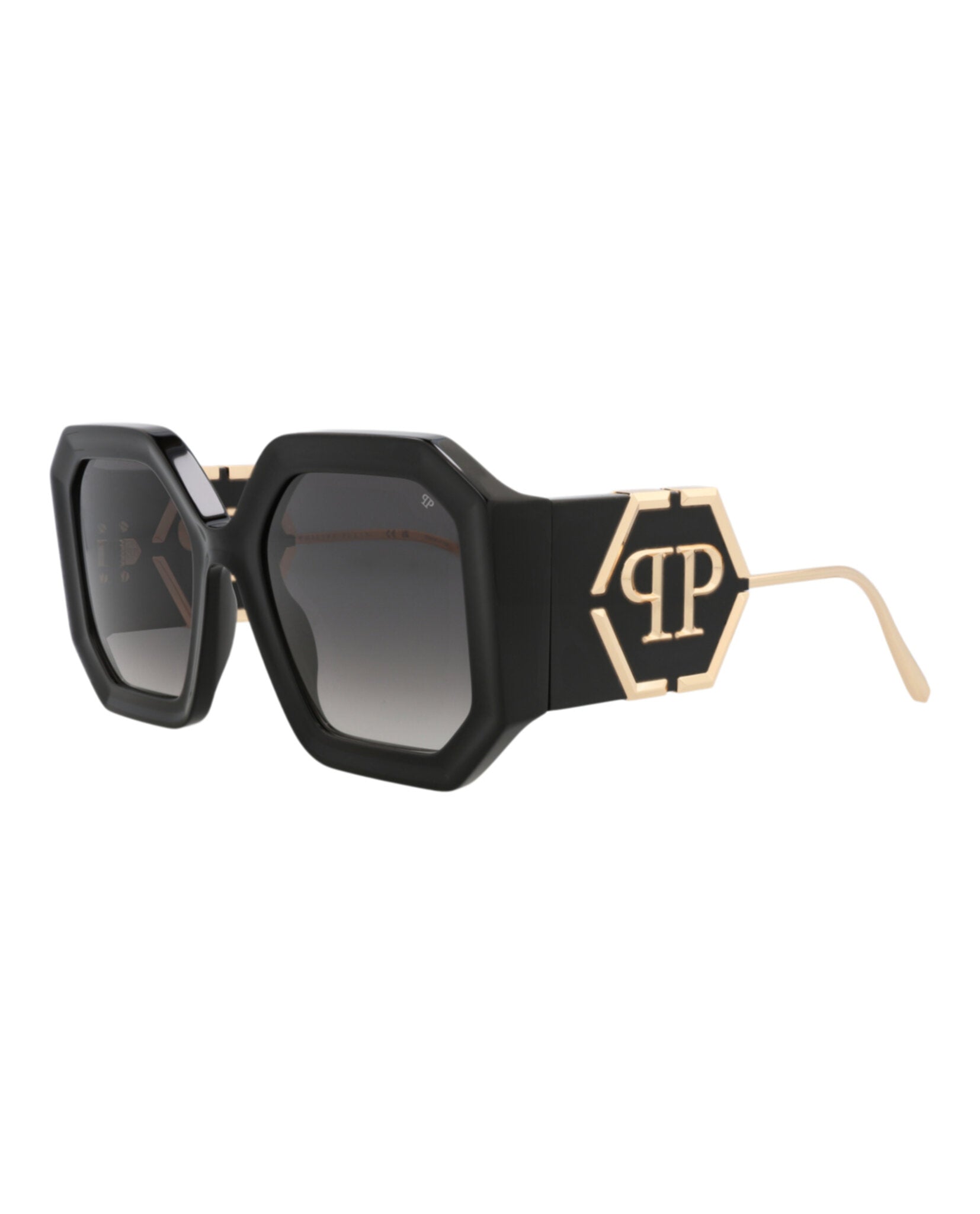 Philipp Plein Womens Square/Rectangle Black Black Smoke Fashion Designer Eyewear