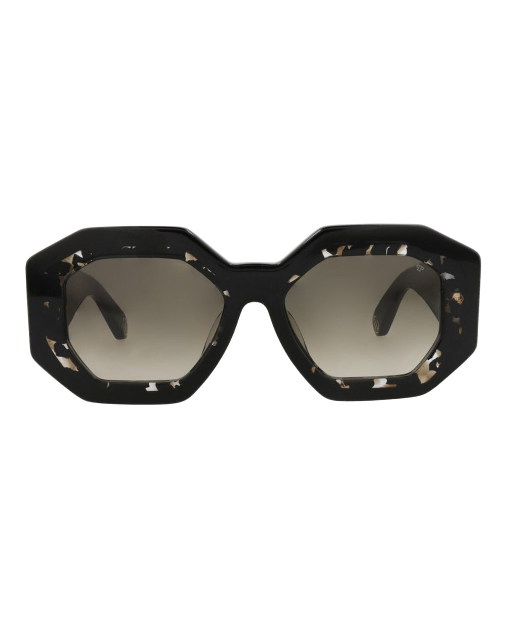 Philipp Plein Womens Square/Rectangle Black Black Green Fashion Designer Eyewear