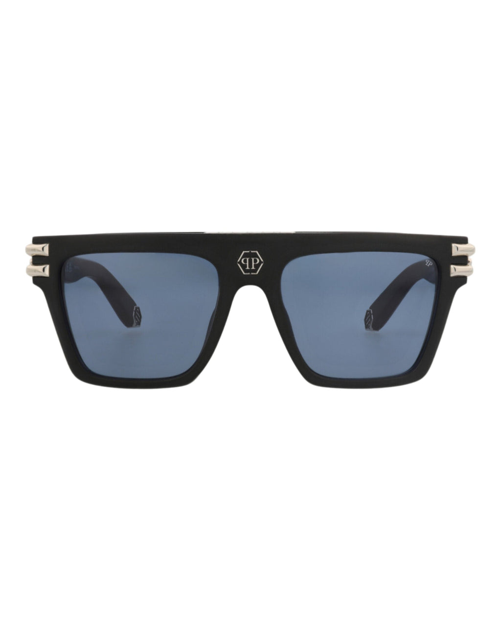 Philipp Plein Unisex Aviator Black Black Blue Fashion Designer Eyewear