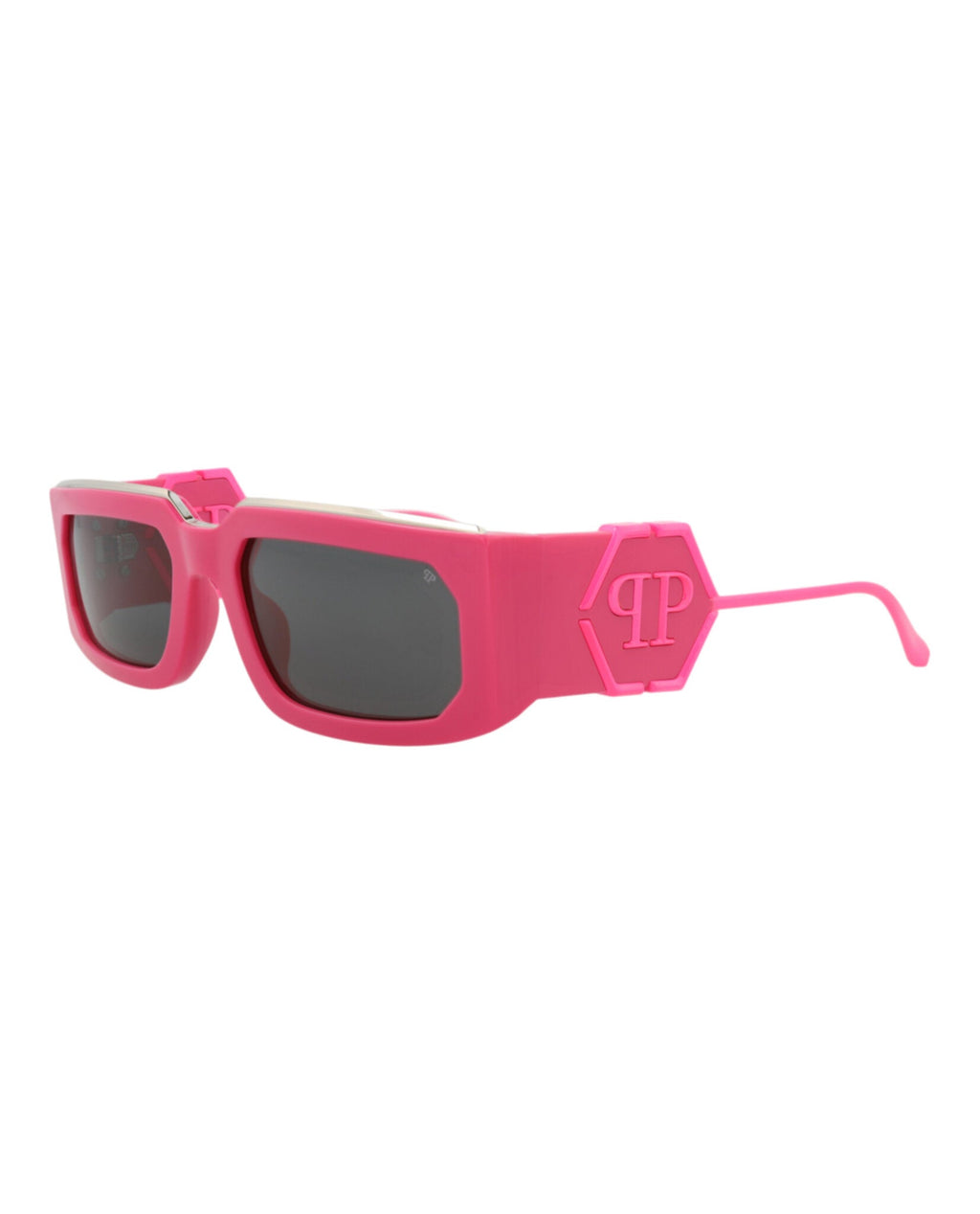Philipp Plein Unisex Square/Rectangle Fuchsia Fuchsia Smoke Fashion Designer Eyewear