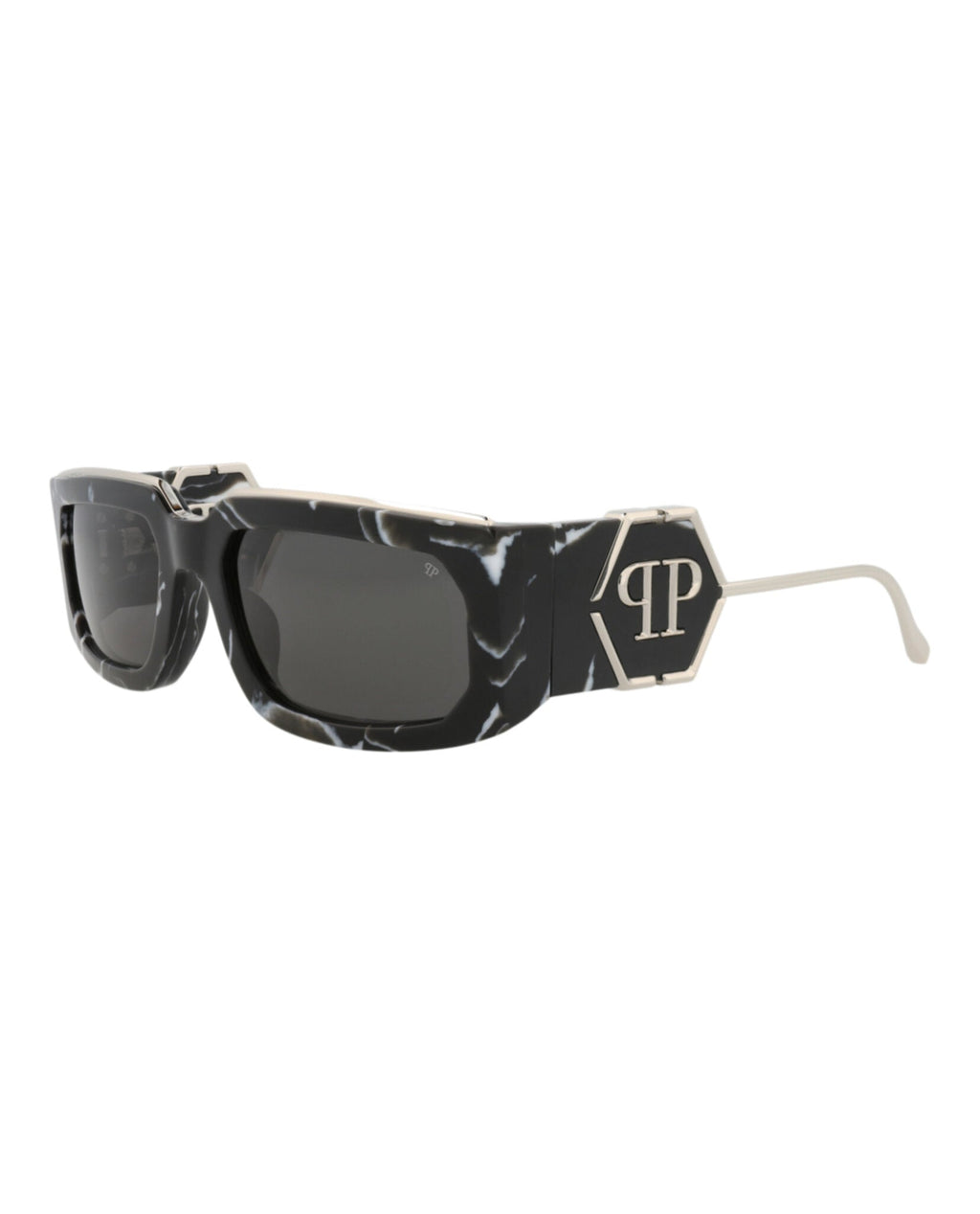 Philipp Plein Unisex Square/Rectangle Black Black Smoke Fashion Designer Eyewear