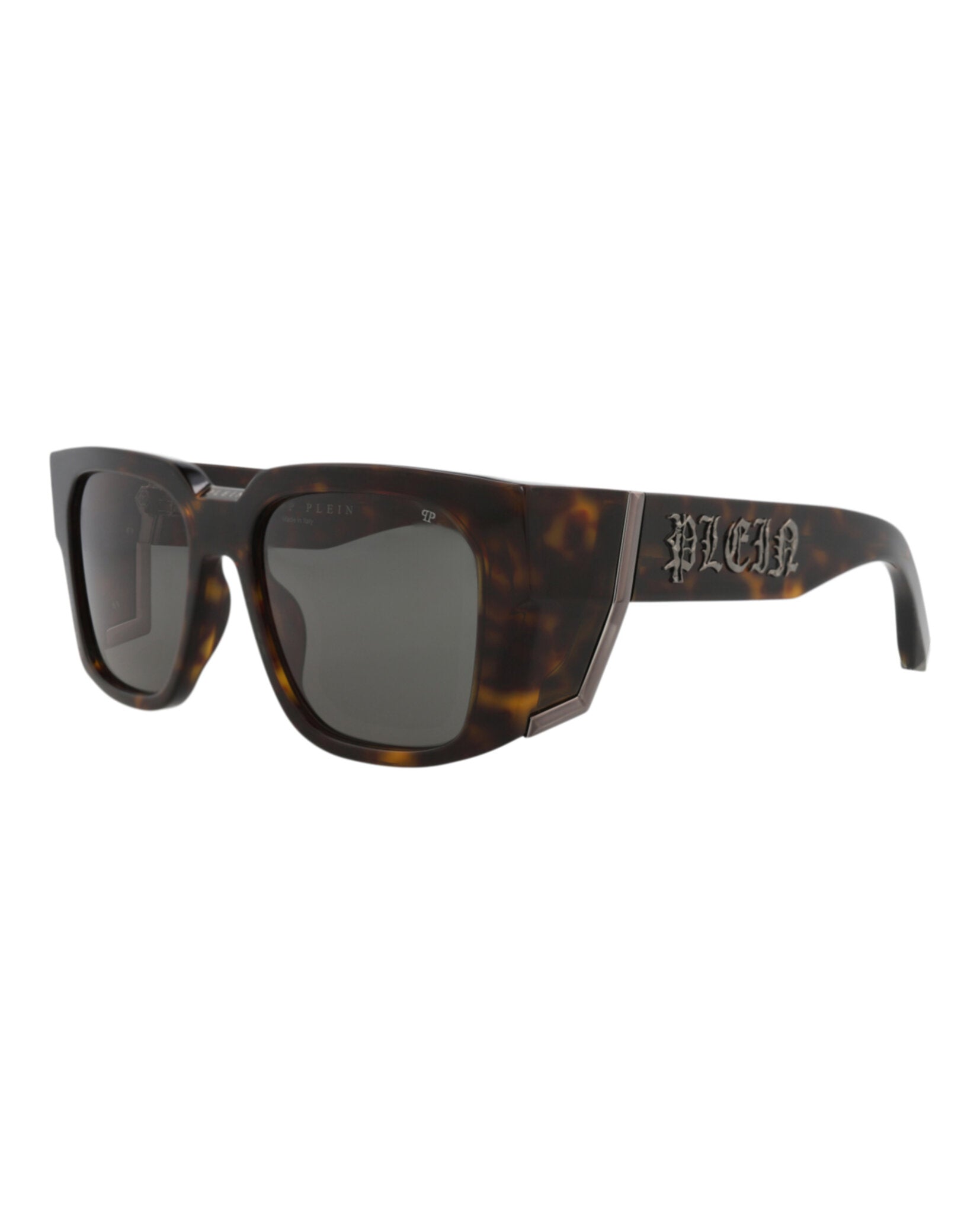 Philipp Plein Mens Square/Rectangle Havana Havana Grey Fashion Designer Eyewear