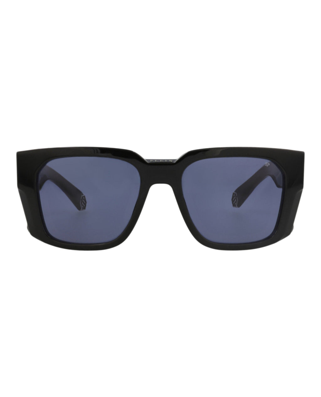 Philipp Plein Mens Square/Rectangle Black Black Blue Fashion Designer Eyewear
