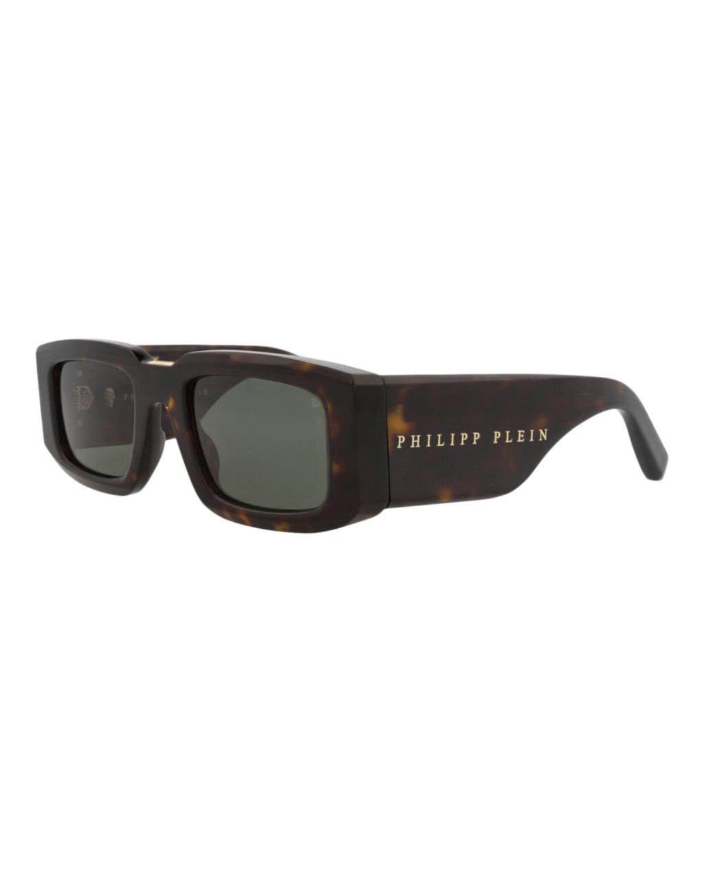 Philipp Plein Mens Square/Rectangle Havana Havana Green Fashion Designer Eyewear