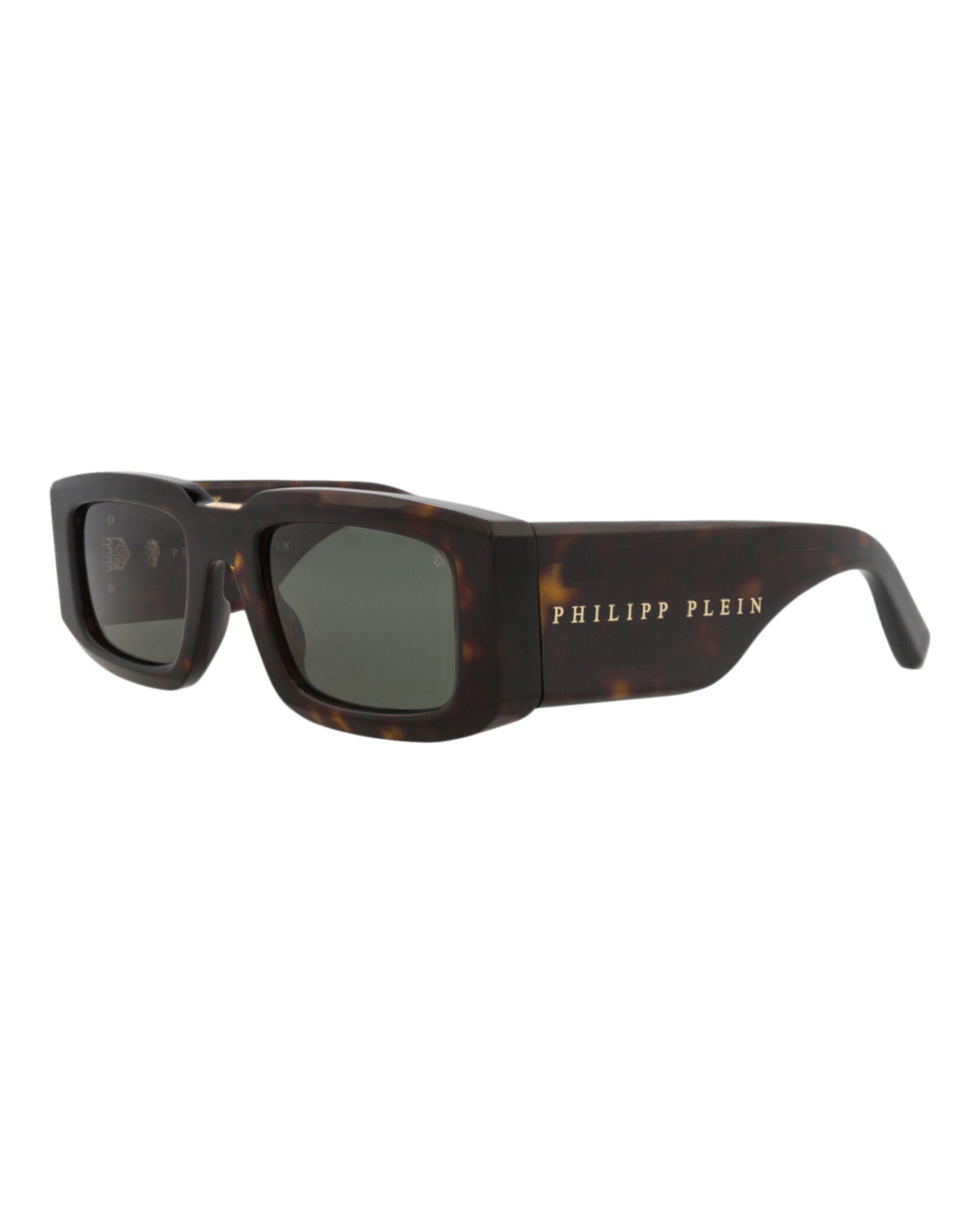 Philipp Plein Mens Square/Rectangle Havana Havana Green Fashion Designer Eyewear