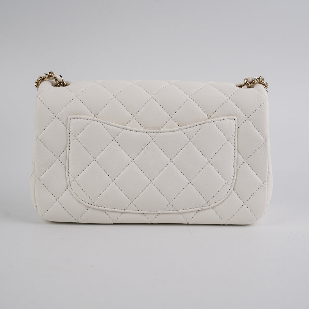 Chanel Mini Rectangular Pearl Crush Lambskin White