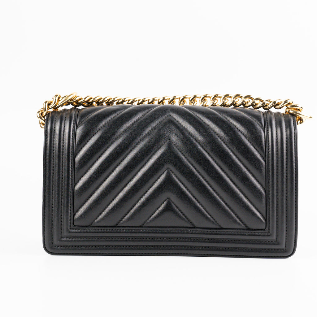 Chanel Old Medium Boy Chevron Black