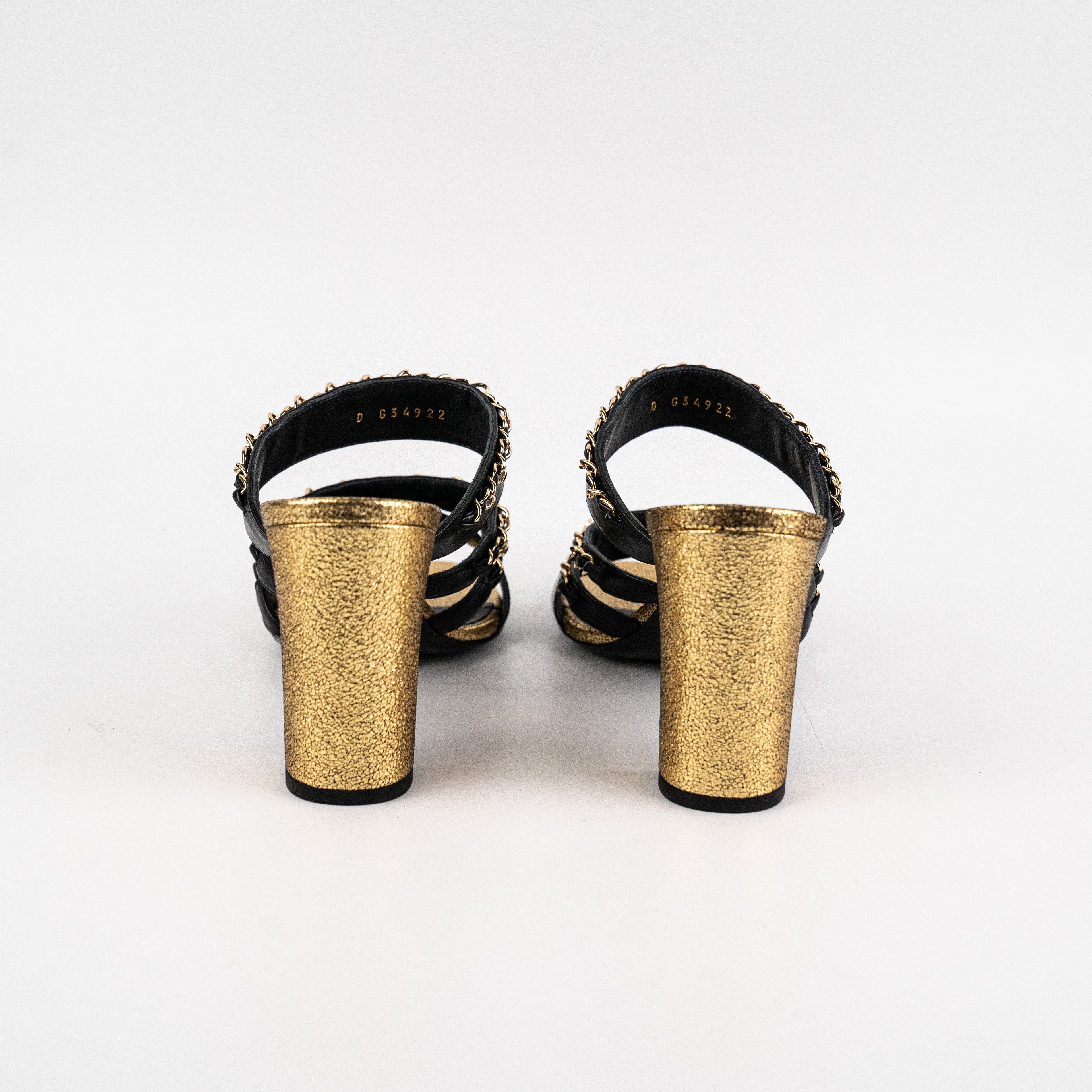 Chanel Black/Gold Chain Heels