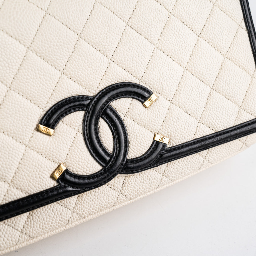 Chanel Filigree Caviar Flap Cream