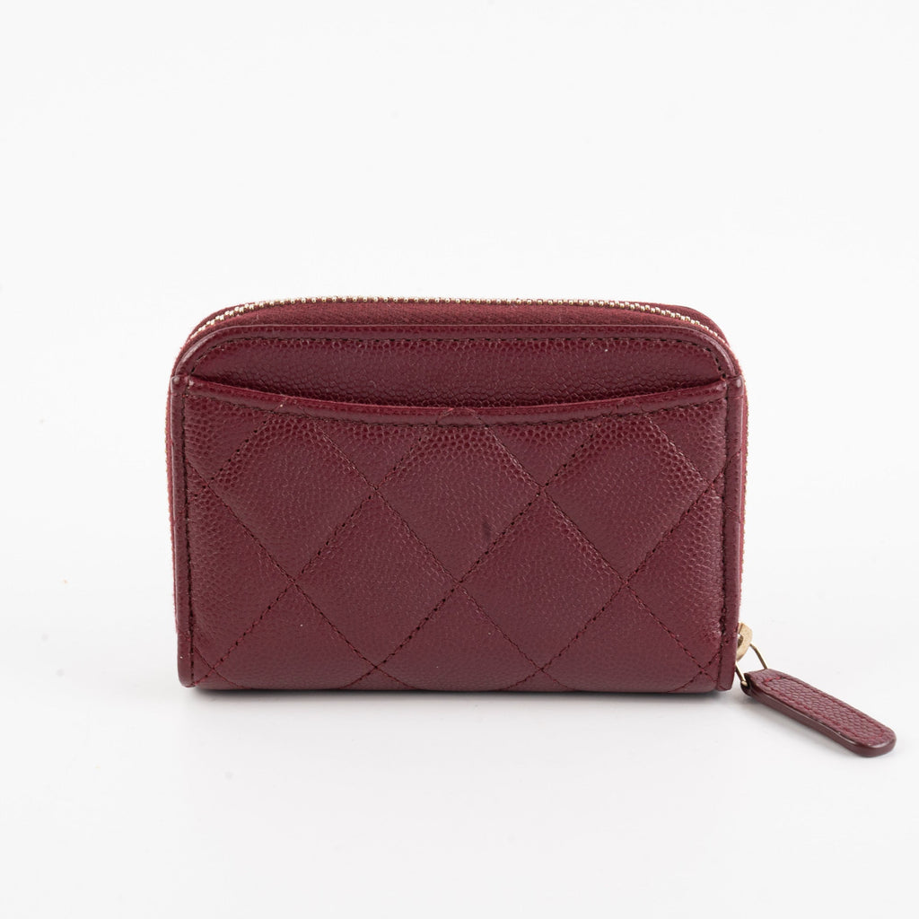 Chanel Zip Compact Wallet Burgundy (Microchip)
